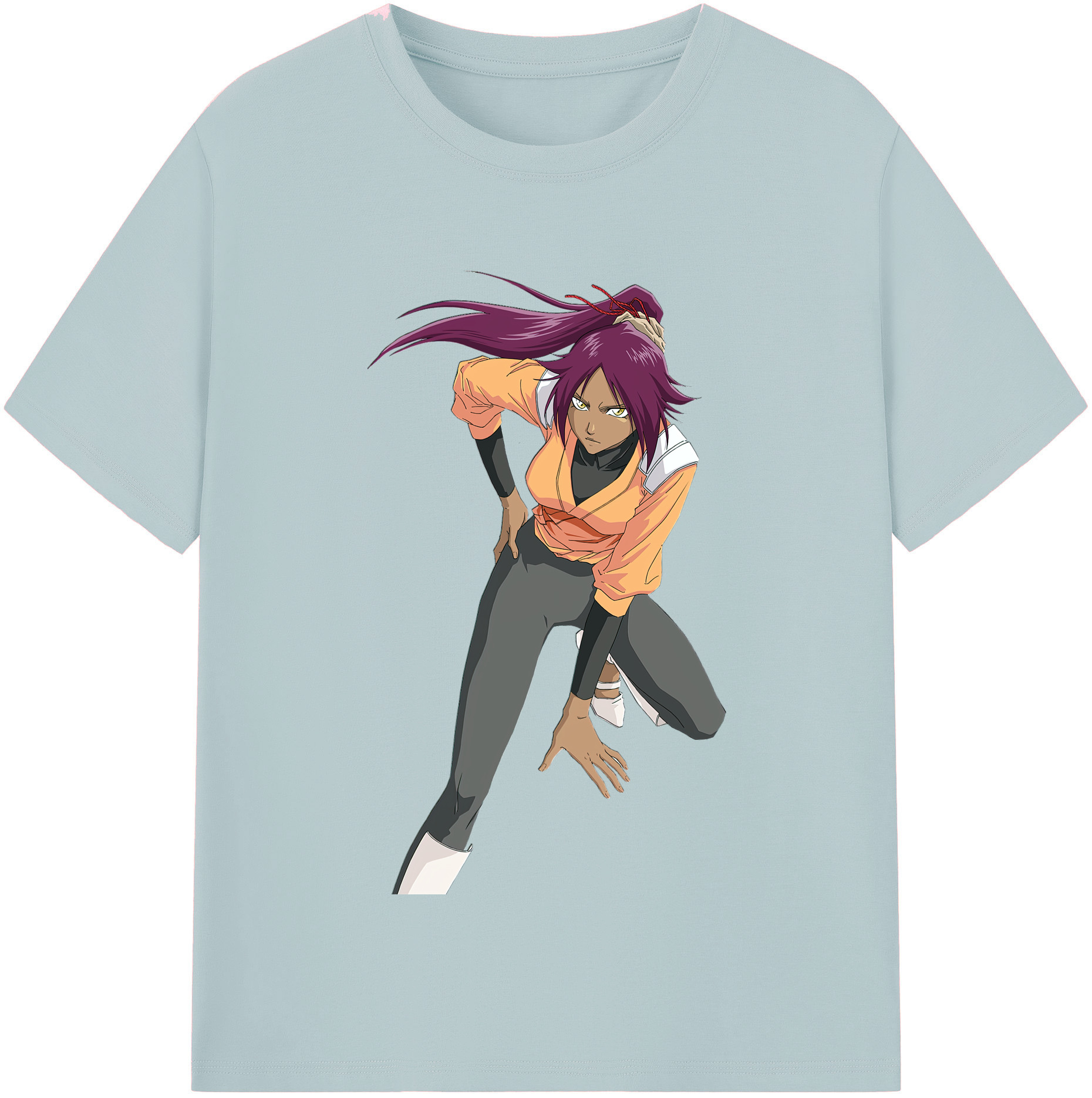 （画像用） ブリーチ 四楓院 夜一（しほういん よるいち） BLEACH Shihouin Yoruichi 綿100％半袖Tシャツ（フロントプリント）
